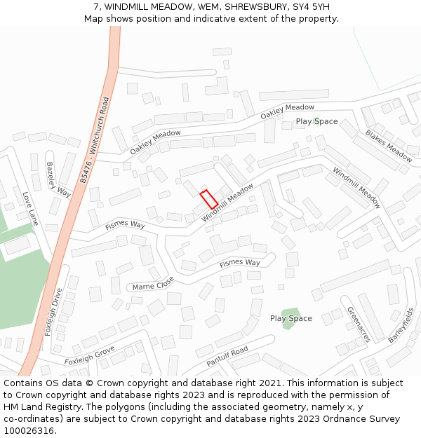 7, WINDMILL MEADOW, WEM, SHREWSBURY, SY4 5YH: Location map and indicative extent of plot