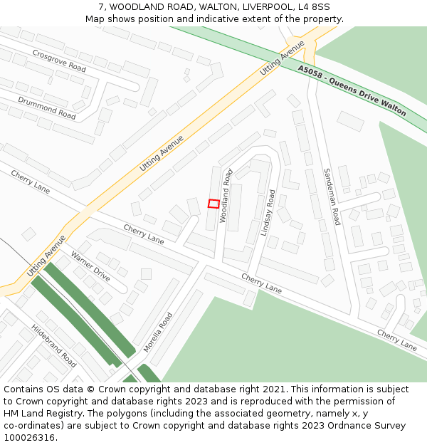 7, WOODLAND ROAD, WALTON, LIVERPOOL, L4 8SS: Location map and indicative extent of plot