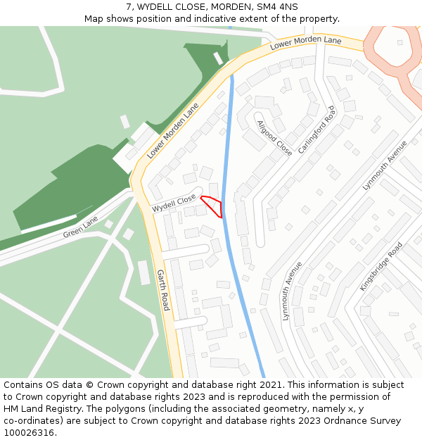 7, WYDELL CLOSE, MORDEN, SM4 4NS: Location map and indicative extent of plot