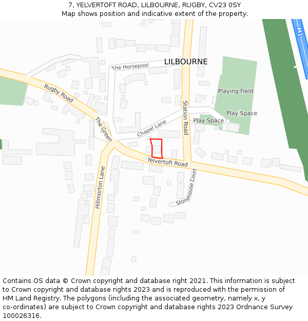 7, YELVERTOFT ROAD, LILBOURNE, RUGBY, CV23 0SY: Location map and indicative extent of plot