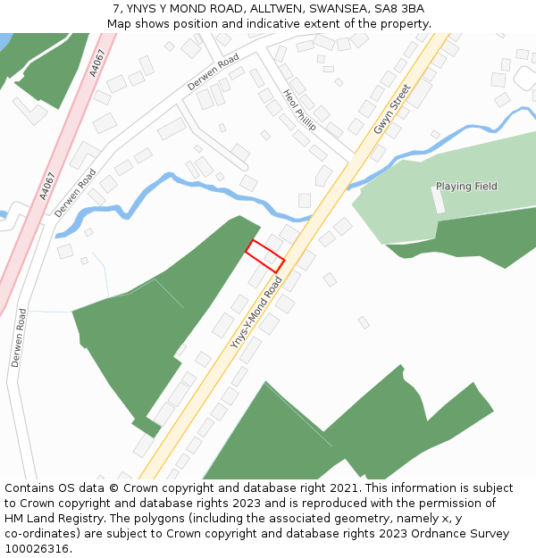 7, YNYS Y MOND ROAD, ALLTWEN, SWANSEA, SA8 3BA: Location map and indicative extent of plot