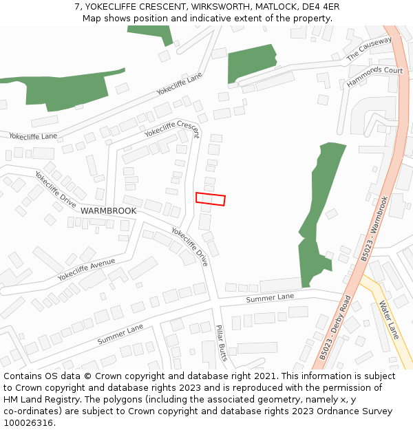 7, YOKECLIFFE CRESCENT, WIRKSWORTH, MATLOCK, DE4 4ER: Location map and indicative extent of plot