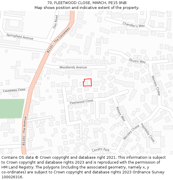 70, FLEETWOOD CLOSE, MARCH, PE15 9NB: Location map and indicative extent of plot