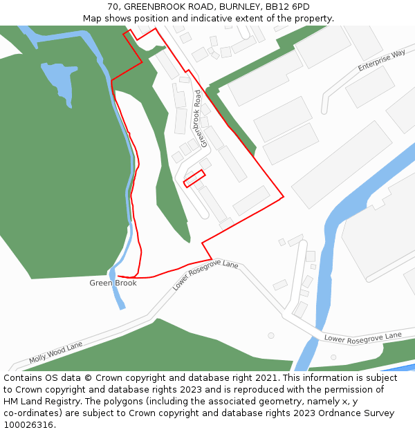 70, GREENBROOK ROAD, BURNLEY, BB12 6PD: Location map and indicative extent of plot