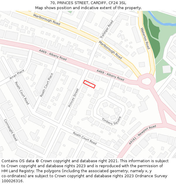 70, PRINCES STREET, CARDIFF, CF24 3SL: Location map and indicative extent of plot