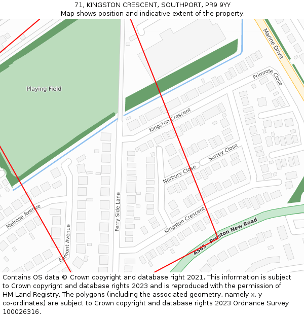 71, KINGSTON CRESCENT, SOUTHPORT, PR9 9YY: Location map and indicative extent of plot