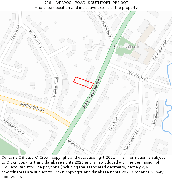 718, LIVERPOOL ROAD, SOUTHPORT, PR8 3QE: Location map and indicative extent of plot