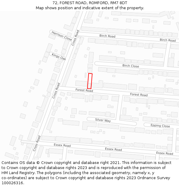 72, FOREST ROAD, ROMFORD, RM7 8DT: Location map and indicative extent of plot