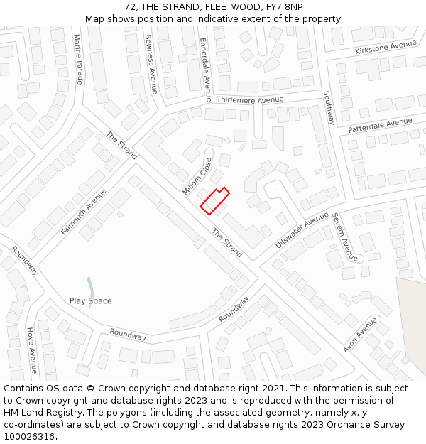 72, THE STRAND, FLEETWOOD, FY7 8NP: Location map and indicative extent of plot