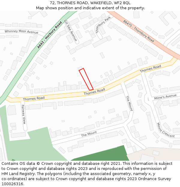 72, THORNES ROAD, WAKEFIELD, WF2 8QL: Location map and indicative extent of plot