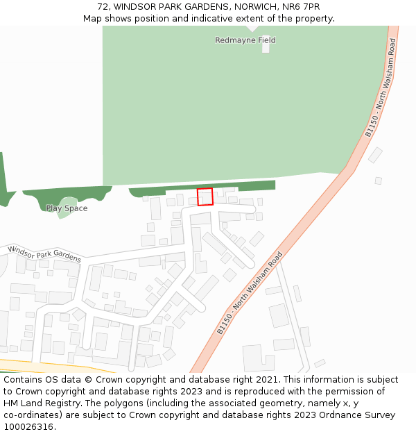 72, WINDSOR PARK GARDENS, NORWICH, NR6 7PR: Location map and indicative extent of plot