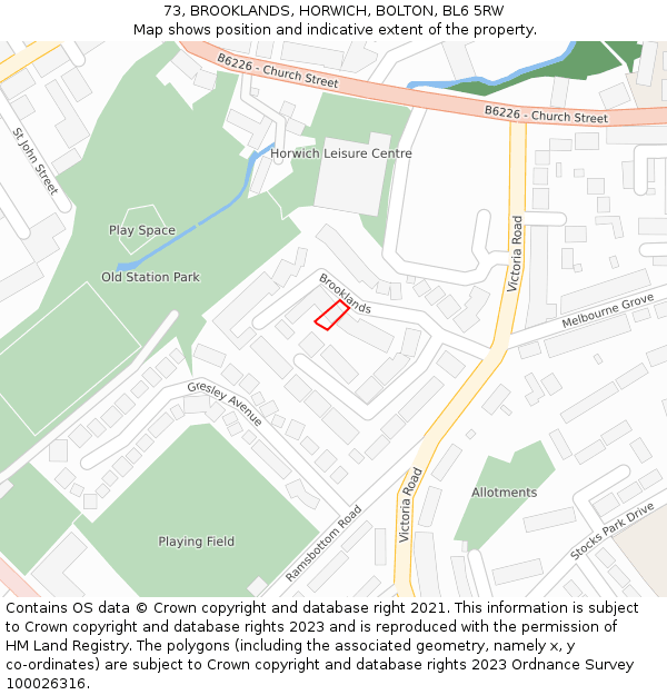 73, BROOKLANDS, HORWICH, BOLTON, BL6 5RW: Location map and indicative extent of plot