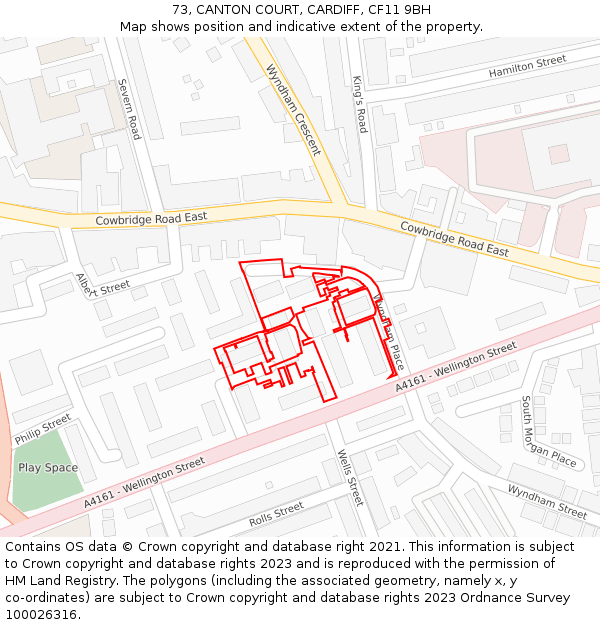 73, CANTON COURT, CARDIFF, CF11 9BH: Location map and indicative extent of plot