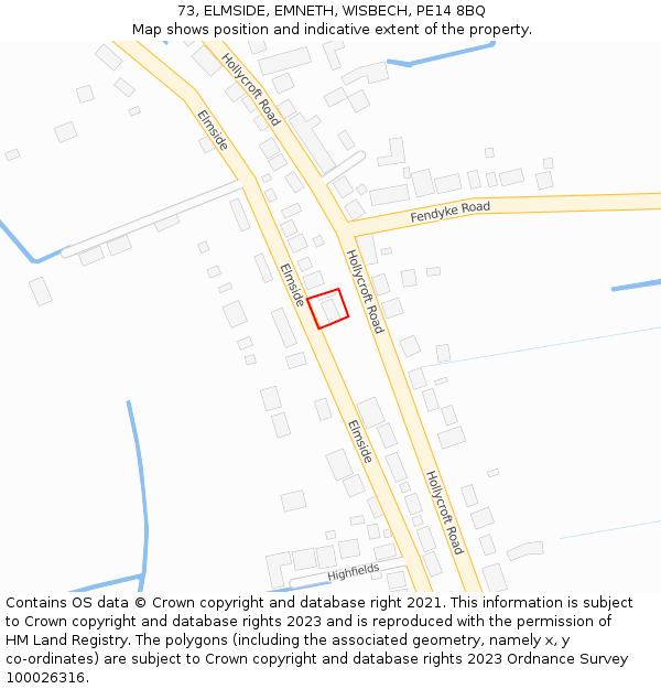 73, ELMSIDE, EMNETH, WISBECH, PE14 8BQ: Location map and indicative extent of plot