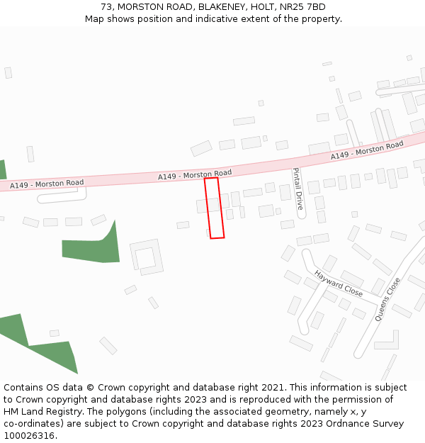 73, MORSTON ROAD, BLAKENEY, HOLT, NR25 7BD: Location map and indicative extent of plot