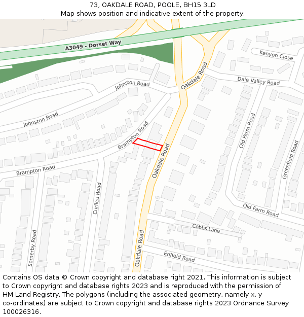 73, OAKDALE ROAD, POOLE, BH15 3LD: Location map and indicative extent of plot