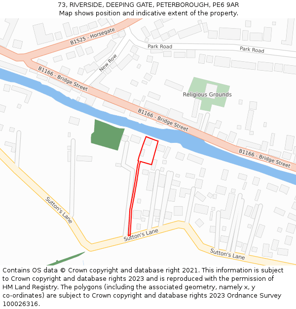 73, RIVERSIDE, DEEPING GATE, PETERBOROUGH, PE6 9AR: Location map and indicative extent of plot