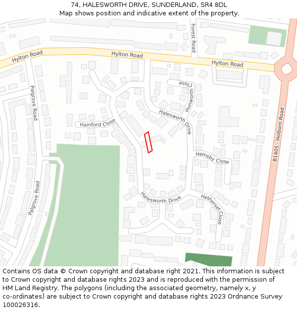 74, HALESWORTH DRIVE, SUNDERLAND, SR4 8DL: Location map and indicative extent of plot