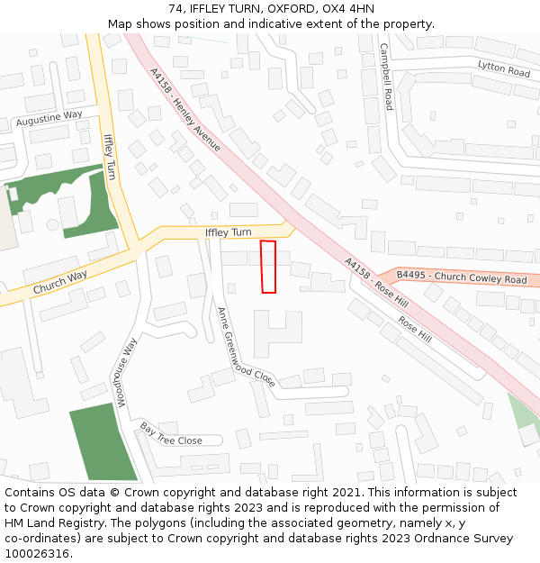 74, IFFLEY TURN, OXFORD, OX4 4HN: Location map and indicative extent of plot