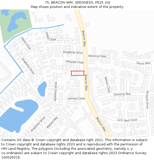 75, BEACON WAY, SKEGNESS, PE25 1HJ: Location map and indicative extent of plot