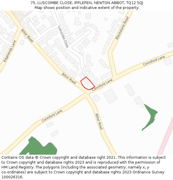 75, LUSCOMBE CLOSE, IPPLEPEN, NEWTON ABBOT, TQ12 5QJ: Location map and indicative extent of plot