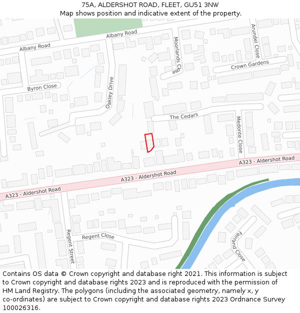 75A, ALDERSHOT ROAD, FLEET, GU51 3NW: Location map and indicative extent of plot