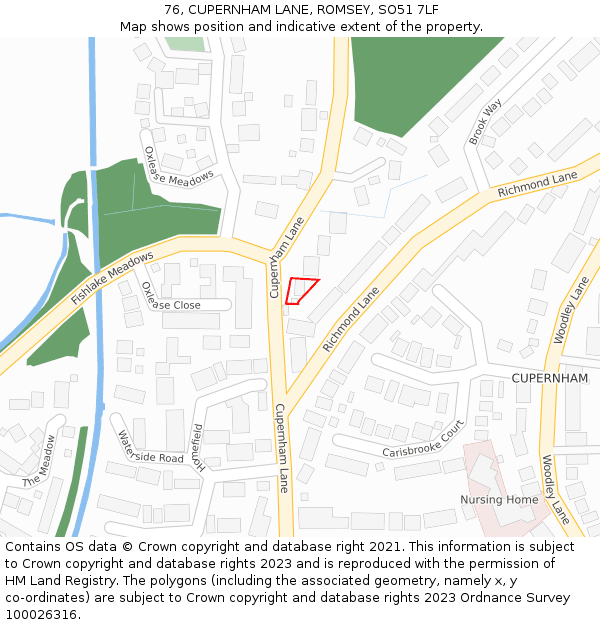 76, CUPERNHAM LANE, ROMSEY, SO51 7LF: Location map and indicative extent of plot