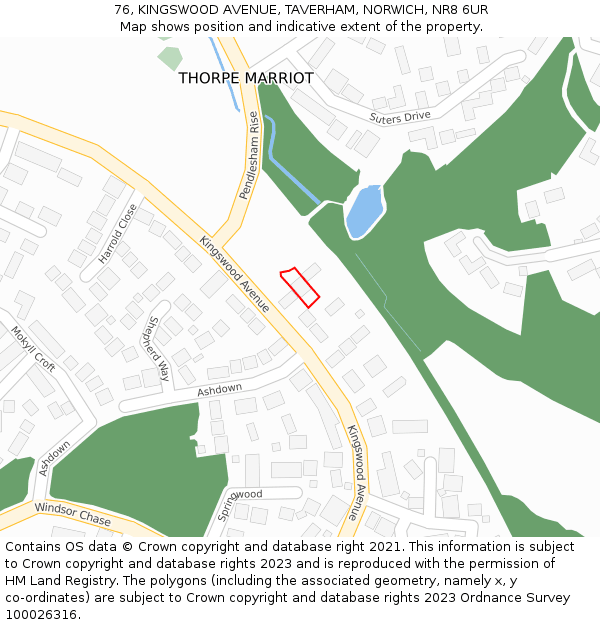 76, KINGSWOOD AVENUE, TAVERHAM, NORWICH, NR8 6UR: Location map and indicative extent of plot