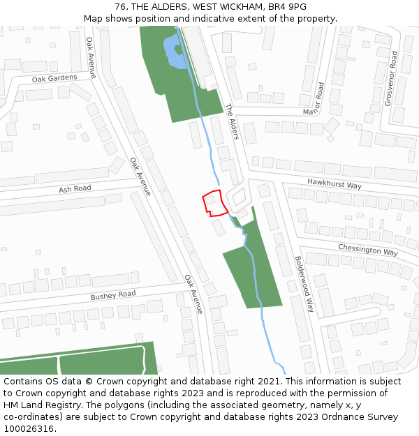 76, THE ALDERS, WEST WICKHAM, BR4 9PG: Location map and indicative extent of plot