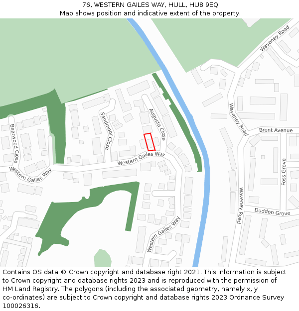 76, WESTERN GAILES WAY, HULL, HU8 9EQ: Location map and indicative extent of plot