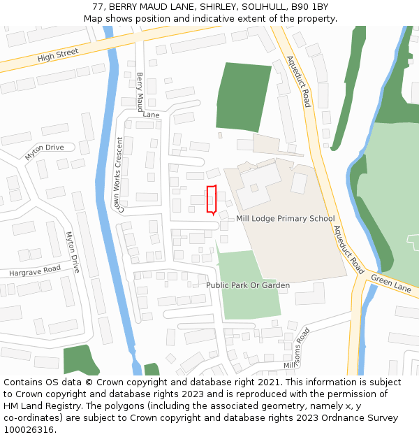 77, BERRY MAUD LANE, SHIRLEY, SOLIHULL, B90 1BY: Location map and indicative extent of plot