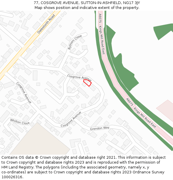 77, COSGROVE AVENUE, SUTTON-IN-ASHFIELD, NG17 3JY: Location map and indicative extent of plot