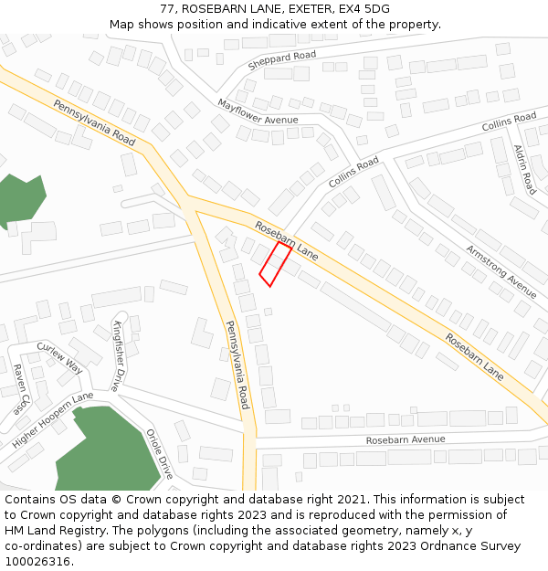 77, ROSEBARN LANE, EXETER, EX4 5DG: Location map and indicative extent of plot