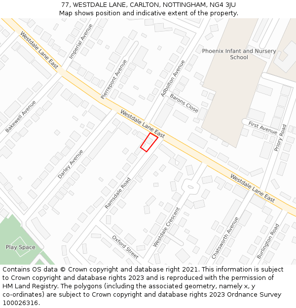 77, WESTDALE LANE, CARLTON, NOTTINGHAM, NG4 3JU: Location map and indicative extent of plot