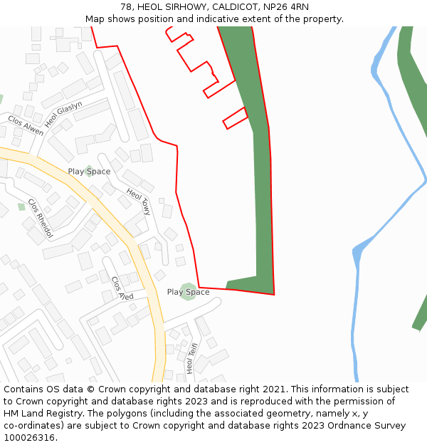 78, HEOL SIRHOWY, CALDICOT, NP26 4RN: Location map and indicative extent of plot