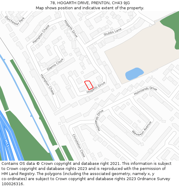 78, HOGARTH DRIVE, PRENTON, CH43 9JG: Location map and indicative extent of plot