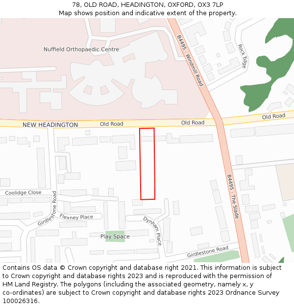 78, OLD ROAD, HEADINGTON, OXFORD, OX3 7LP: Location map and indicative extent of plot