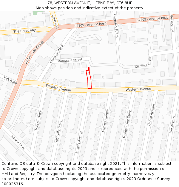 78, WESTERN AVENUE, HERNE BAY, CT6 8UF: Location map and indicative extent of plot