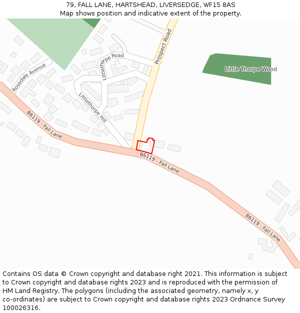 79, FALL LANE, HARTSHEAD, LIVERSEDGE, WF15 8AS: Location map and indicative extent of plot