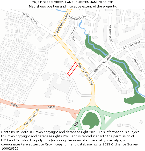 79, FIDDLERS GREEN LANE, CHELTENHAM, GL51 0TD: Location map and indicative extent of plot