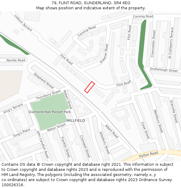 79, FLINT ROAD, SUNDERLAND, SR4 6EG: Location map and indicative extent of plot