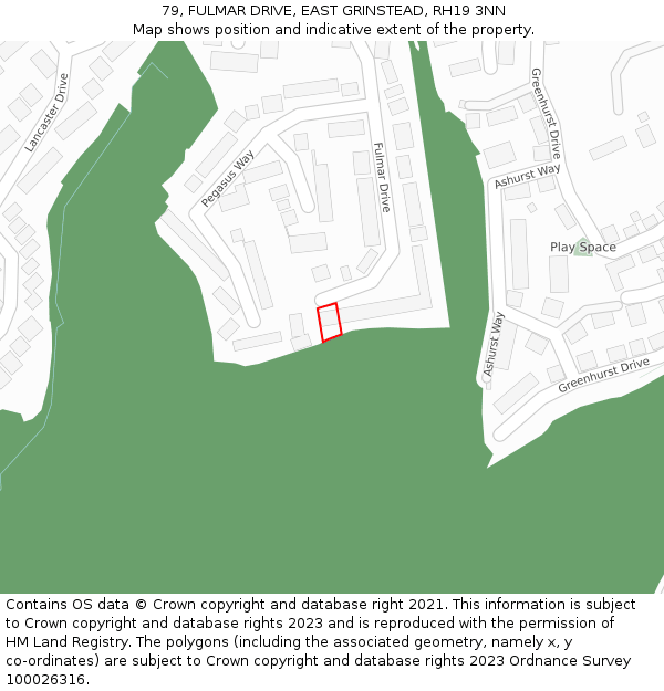 79, FULMAR DRIVE, EAST GRINSTEAD, RH19 3NN: Location map and indicative extent of plot