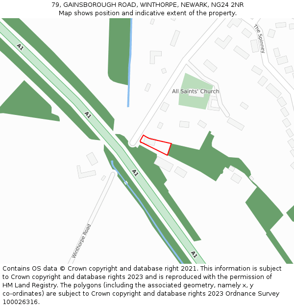 79, GAINSBOROUGH ROAD, WINTHORPE, NEWARK, NG24 2NR: Location map and indicative extent of plot