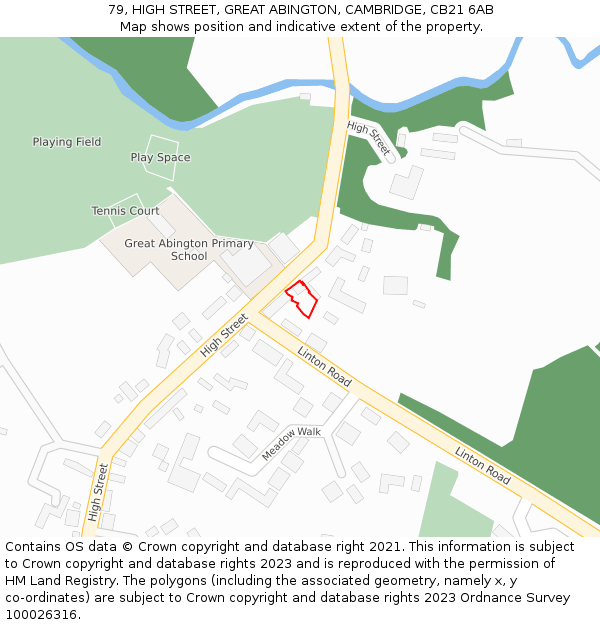 79, HIGH STREET, GREAT ABINGTON, CAMBRIDGE, CB21 6AB: Location map and indicative extent of plot