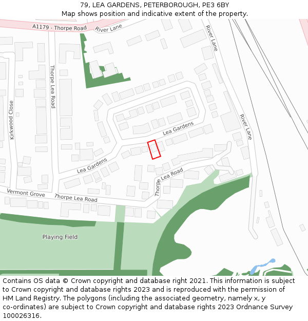 79, LEA GARDENS, PETERBOROUGH, PE3 6BY: Location map and indicative extent of plot