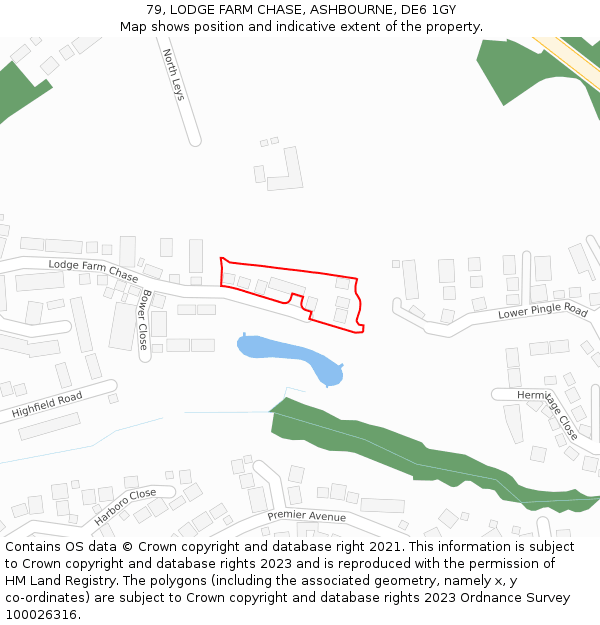 79, LODGE FARM CHASE, ASHBOURNE, DE6 1GY: Location map and indicative extent of plot