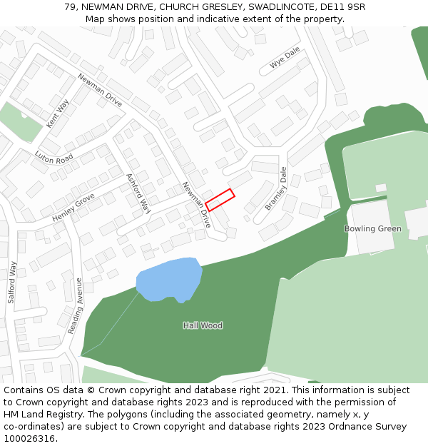 79, NEWMAN DRIVE, CHURCH GRESLEY, SWADLINCOTE, DE11 9SR: Location map and indicative extent of plot