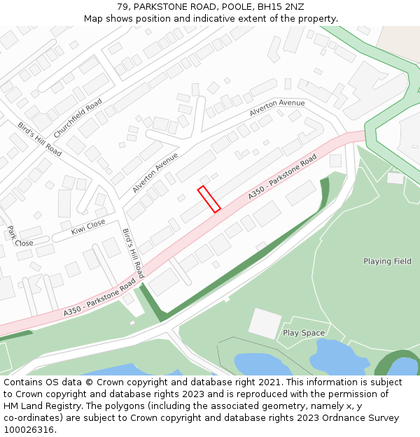 79, PARKSTONE ROAD, POOLE, BH15 2NZ: Location map and indicative extent of plot