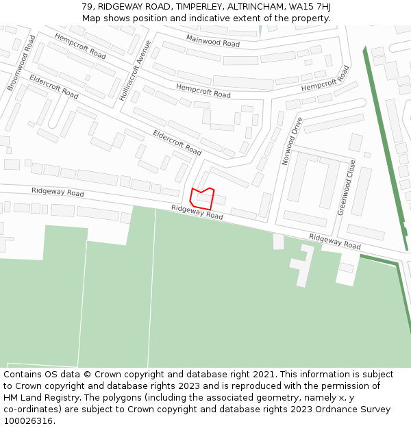 79, RIDGEWAY ROAD, TIMPERLEY, ALTRINCHAM, WA15 7HJ: Location map and indicative extent of plot