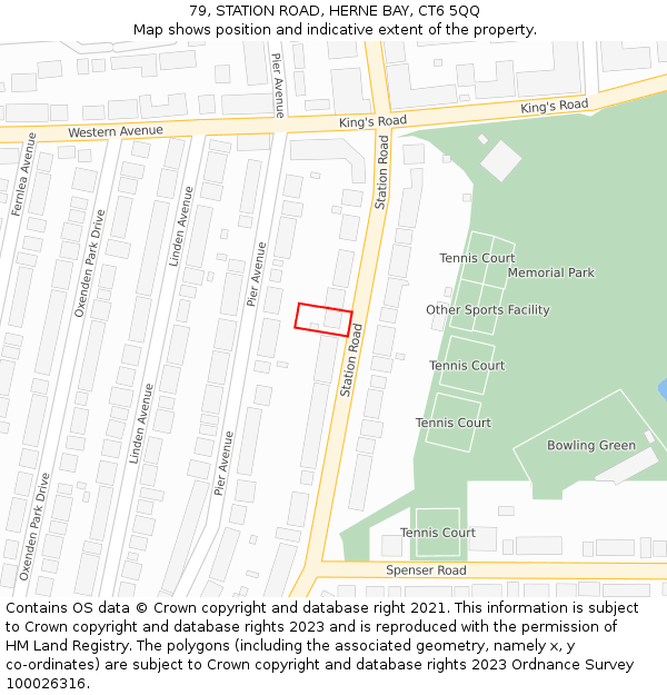 79, STATION ROAD, HERNE BAY, CT6 5QQ: Location map and indicative extent of plot